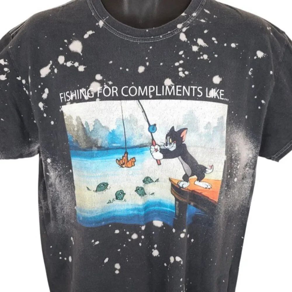 Tom & Jerry T Shirt Mens Size Large Gray Cartoon Hanna Barbera